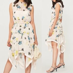 Finders Keepers Peach Floral Midi Dress Size Medium